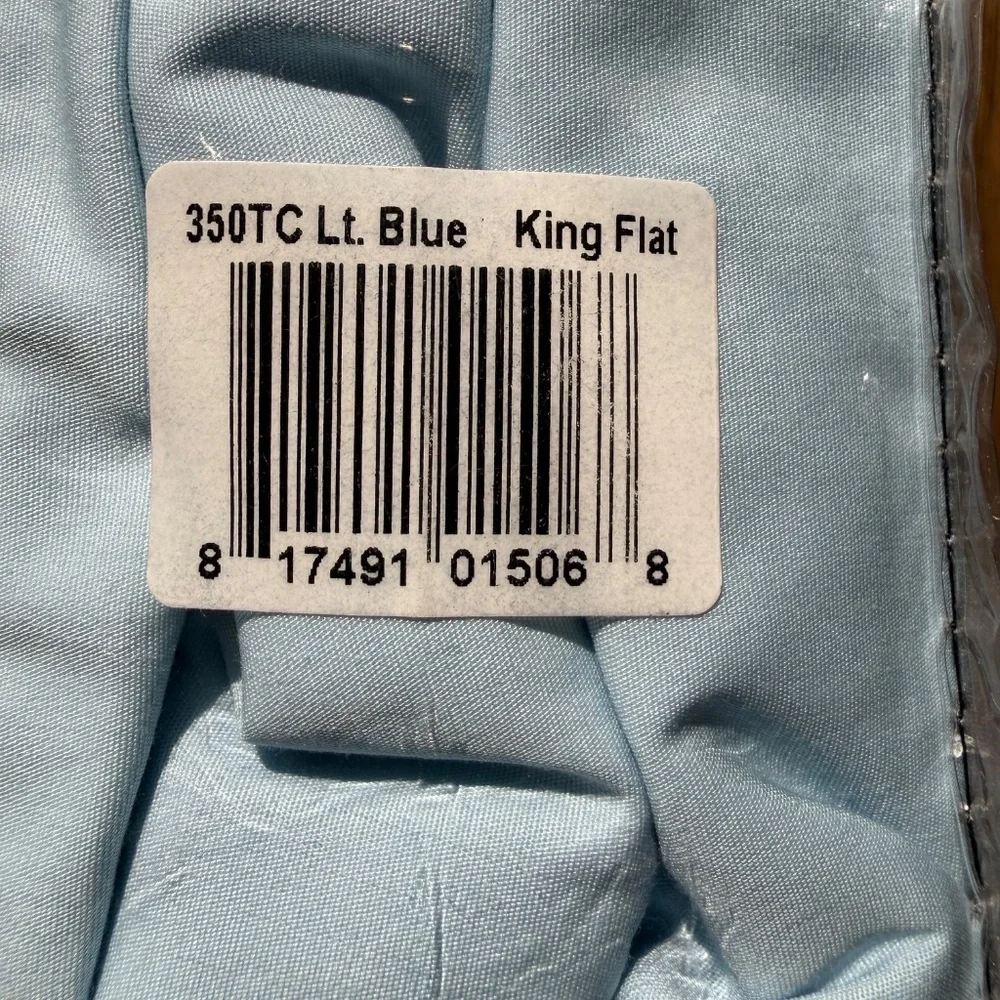 new* Oversized LIGHT BLUE Wamsutta Cool Percale Egyptian Cotton KING Flat Sheet